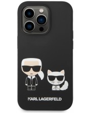 Калъф Karl Lagerfeld - Karl and Choupette, iPhone 14 Pro, черен